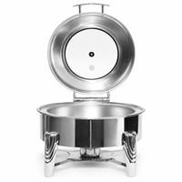 Plat à chafing rond de luxe Allnice en argent, chauffe-plats en acier inoxydable de 6 L pour mariages en plein air, banquets et hôtels