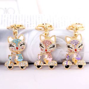 Cute Rhinestone Fox Keychain Car <b>Key</b> <b>Ring</b> Lovely Crystal Animal <b>Key</b> Chain Women Bag <b>Accessories</b> Pendant Charm - Product Image 1