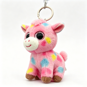 Customized Plush giraffe keychain, Cute giraffe stuffed animal <b>keyring</b>, <b>Mini</b> giraffe plush bag charm,Pink giraffe plush charm - Product Image 2