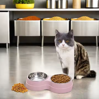 Hot Deal rond moderne nouveau Design coloré isolé Portable Double paroi en acier inoxydable alimentation nourriture eau bol pour animaux de compagnie