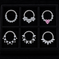 JIAXIN Anneau de nez clicker en titane de qualité implantaire ASTM F136, anneau de piercing à segment articulé, bijoux de piercing corporel raffinés