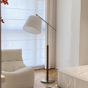 Original Design Vintage Solid Wood Swing Arm Floor Lamp Warm <b>Light</b> LED Home Living Room Bedroom Study - Product Image 1
