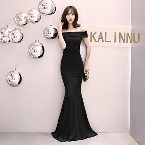 <strong>Black</strong> <strong>Red</strong> evening dress one-shoulder mermaid formal party gowns zipper back Sleeveless long Trumpet Prom dresses - Product Image 2