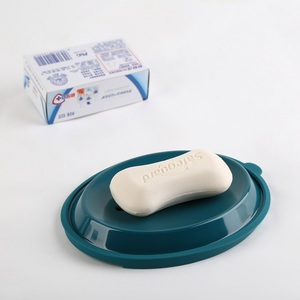 Jabonera ovalada de plástico con drenaje y soporte para accesorios de baño - Product Image 2