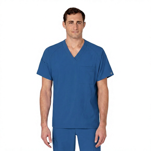 Haut de blouse médicale vert à col en V pour homme, en coton et polyester tissé, uniforme d'hôpital - Product Image 5
