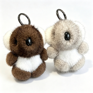 Llavero de <span class=keywords><strong>koala</strong></span> de piel sintética de visón, de dos tonos, esponjoso, mini, de dibujos animados, con orejas grandes blancas, colgante de animal australiano para bolso - Product Image 3