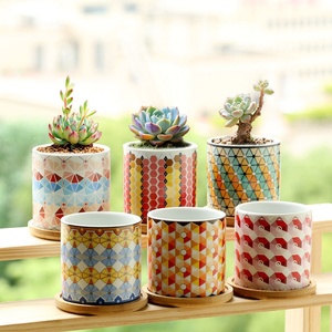 Pot de fleurs pastoral pour plantes succulentes, fleurs, pot en céramique simple pour intérieur, bureau, balcon, bureau, avec trous pour la ventilation - Product Image 3