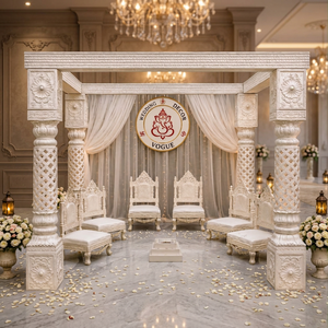 Crystal <b>Frame</b> Indian Wedding Mandap Stage Canopy With Adjustable Structure Flower Stand And Decorative <b>Backdrop</b> - Product Image 3