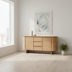 Commode en bois massif Kairo avec 6 tiroirs, design moderne pour salon, meuble de rangement écologique et durable - Product Image 3