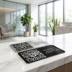 Plaque signalétique personnalisée en aluminium avec code QR, étiquettes de balisage en métal brossé pour dossiers de bâtiments et panneaux de navigation des installations - Product Image 2