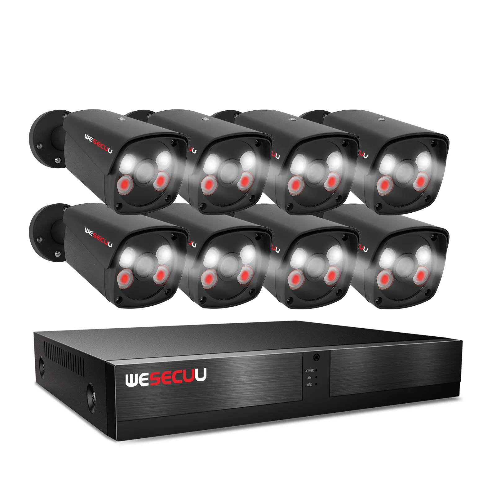 Wesecuu 5MP 4k 8MP 4 8 kênh IP PoE NVR nhà ngoài trời an ninh Camera giám sát Hệ thống camera quan sát Kit