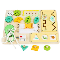 Tableau d'activités Montessori en bois pour les tout-petits de 3 ans et plus, plateau multifonctionnel avec engrenages, fermetures éclair, lacets, jouet pour développer la motricité fine