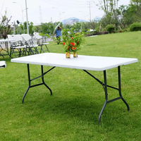 Vente en gros Table pliable en plastique HDPE blanc pour salle à manger et événements, banquets de mariage