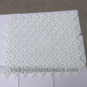 Ubin Mosaik Kaca Waterjet Campuran Marmer Putih Murni Elite Stone - Product Image 2