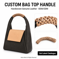 Poignée de sac en cuir tressé à la main en cuir véritable tanné végétal, accessoire pour sacs à main et pochettes