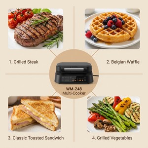 Piastra per Sandwich 3 in 1, Macchina per Waffle Digitale con 5 Programmi Intelligenti, Piastra in Ceramica Antiaderente, Macchina per Colazione - Product Image 3