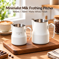 Pichet à mousse de lait Kingze en acier inoxydable 304 avec logo personnalisé, 480 ml, 700 ml, pichet à latte art, carafe à lait pour café, expresso, barista