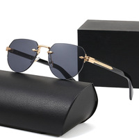 Lunettes de soleil polygonales sans monture unisexes de luxe à coupe diamantée, nouvelle marque tendance, protection UV