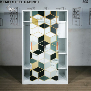 Hot <strong>Sale</strong> Customized Pattern 3 Sliding Door <strong>Mirror</strong> Metal <strong>Wardrobe</strong> Steel Almirah Living Room Steel <strong>Wardrobe</strong> - Product Image 5