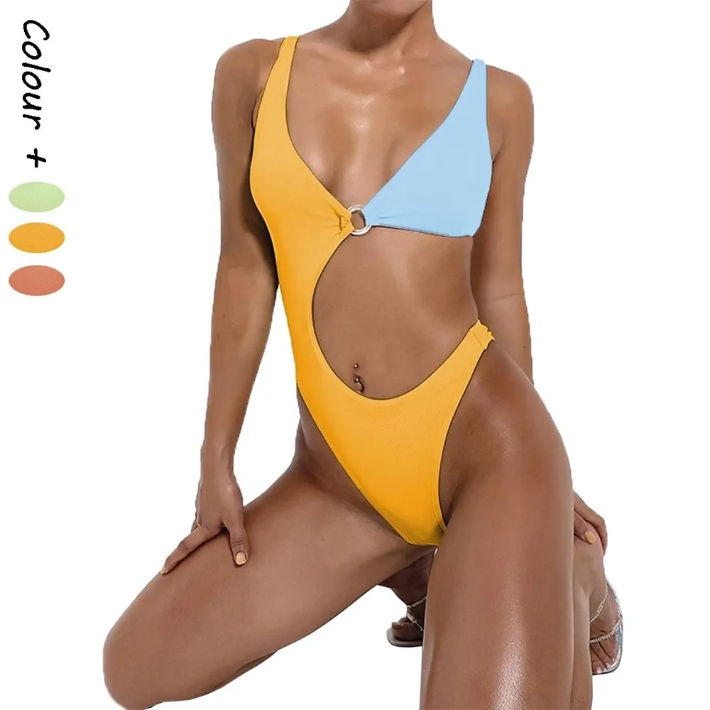 Wholesale Bikini Women's Bathing Suits One Piece Swimsuit Custom Swimwear Hollow-out Patchwork Monokini