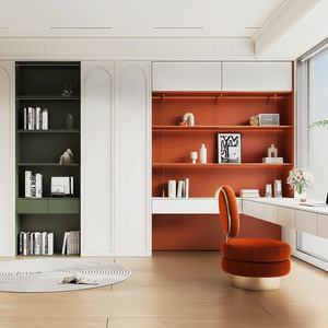 <strong>French</strong> Elegant Oil-Mixed Wood Bookcase with Arched <strong>Shelf</strong> &amp; Warm Light Design for Bedroom and Apartment - Product Image 4