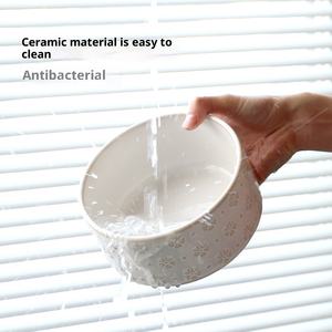 Tigela Dupla Elevada de Cerâmica Grande Antivazamento Ecológica com Padrão Sólido para Gatos e Cães - Comedouro e Bebedouro Transfronteiriço - Product Image 4