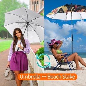 Guangdong Beach Windproof Golf <b>Umbrella</b> Strong Handle Straight Black Fiberglass Frame Auto Open Button for Outdoor Activities - Product Image 2