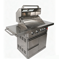 Barbecue extérieur au gaz GPL en acier inoxydable 304 avec 5 brûleurs, fenêtre de visualisation intégrée, brûleur arrière infrarouge et tiroir de rangement extractible