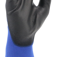 Gants de travail MaxiPact bleus en tricot élastique avec paume enduite de PU, légers, respirants, en polyester, antidérapants et de sécurité