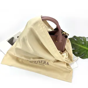 Wholesale Custom Logo Soft Satin Drawstring Bag For Handbags Shoes Luxury Satin Packaging Dust Bag Pouch