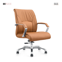 Chaise de bureau ergonomique en cuir à réglage de la hauteur pour salle de réunion à dossier haut