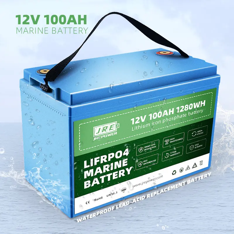 12 volt 100 ah elektrikli yem balıkçı teknesi lityum iyon deniz lifepo4 derin döngülü akü paketi 12 V rv rv tekne motorlar için