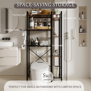 Tủ đựng đồ 3 tầng trên bồn cầu, kệ nhà tắm bền chắc phía trên bồn cầu có giá để đồ bên hông - Product Image 5