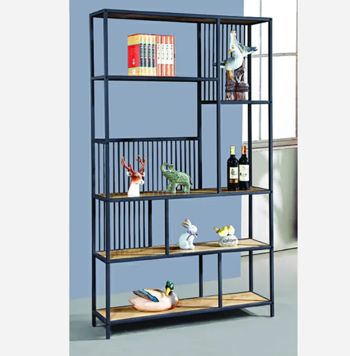 North Europe Simple Style Living Library Wholesale Storage Iron Wooden Book Shelf