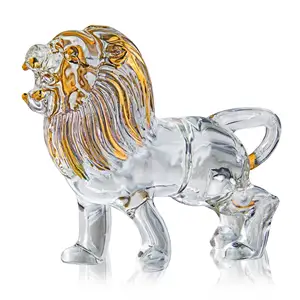 Crystal Lion Art Collectible Wildlife Figurine Ornament Handmade Crystal Animal Paperweight Gifts