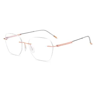 Luxury Frameless Tiny All Eye Optical Titanium Eyeglasses Custom Logo Men Rimless Glasses Frames Titanium Eyewear for Women