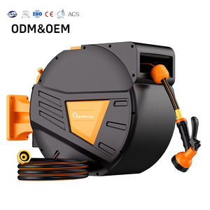 Enrouleur de tuyau d'eau de jardin rétractable à haute pression enrouleur de tuyau d'arrosage mural avec pistolet à eau de pulvérisation - Product Image 1