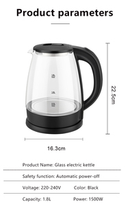 1.8L Electric Glass Water <strong>Kettle</strong> 360 Degree Rotation <strong>Fast</strong> <strong>Boil</strong> Temperature Control <strong>Boil</strong> Dry Protect 1500W Portable Factory CKD - Product Image 5