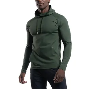 Custom Logo High Quality Lightweight With Zip Pockets Hoodies Athletic Plain Cotton Spandex Hoodies Men