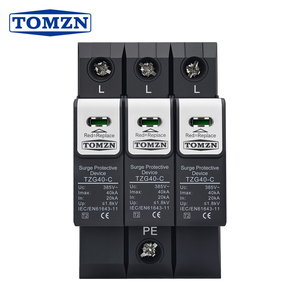 Dispositivo di Protezione da Sovratensioni Trifase TOMZN, SPD 3P 275V 385V 420V T2, Sostituibile, TZG40-B/C/D, Montaggio su Guida DIN - Product Image 1