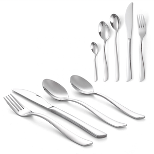 Talheres Besteckset Cubiertos 18/0 Cubiertos de acero inoxidable Delta Juego de cubiertos de diseño elegante 48PC - Product Image 2