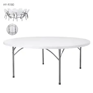 結婚式の宴会用テーブルとイベント用の椅子用の丸いプラスチック製の折りたたみ式テーブル