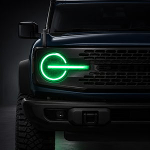 Grille avant de SUV tout-terrain avec LED DRL, modification RGB, anneau halo multicolore, éclairage d'accentuation de grille LED pour Ford Bronco <span class=keywords><strong>2021</strong></span>-2024 - Product Image 5