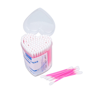Biodegradable Ears <b>Makeup</b> Cleaning 100pcs/<b>Box</b> Cotton Buds pink stick Cotton swab with love <b>box</b> - Product Image 4