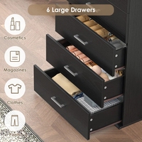 Commode haute moderne noire et blanche pour chambre à coucher, en MDF, avec 5 tiroirs