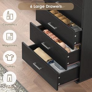 Commode haute en bois MDF noir et blanc avec 5 tiroirs pour rangement de photos et objets domestiques - Product Image 4