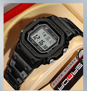 Sanda 2162 <b>Men's</b> Fashion Digital Electronic <b>Watch</b> with Blue Steel Band,50M <b>Waterproof</b> Top Brand Digital Wristwatch - Product Image 5