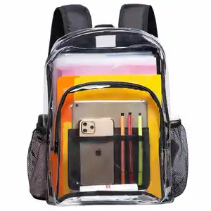 Clear Backpack Heavy Duty PVC Transparent Backpack with Reinforced Strap For College Workplace