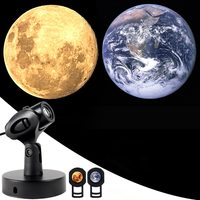 Mini projecteur LED USB Veilleuse 6 couleurs Lampe Terre-Lune pour décoration murale de chambre à coucher Ambiance arc-en-ciel moyen