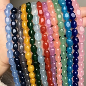 <span class=keywords><strong>Perles</strong></span> de chalcédoine ovales 8x10mm, <span class=keywords><strong>perles</strong></span> de riz lisses irrégulières, pierres roulées pour la fabrication de bijoux DIY, bracelets et colliers, vente en gros - Product Image 2